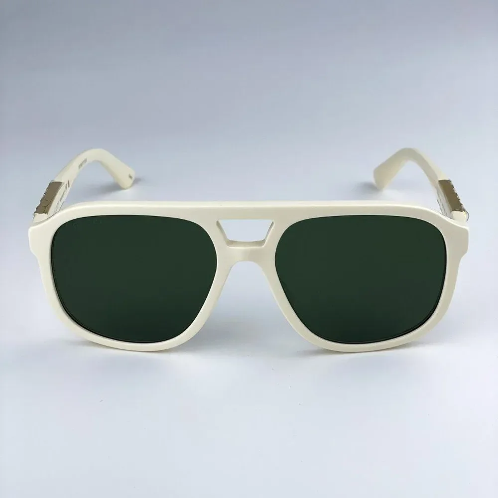 Gucci GG1188S 005 Sunglasses Ivory White Green Pilot Unisex Logo